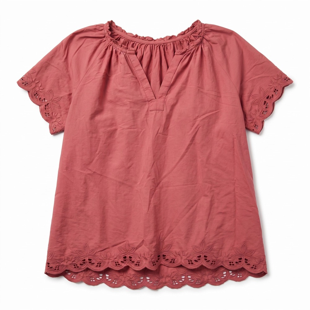 Old Navy M Womens Dusty Rose Eyelet Embroidered Short Sleeve Top
